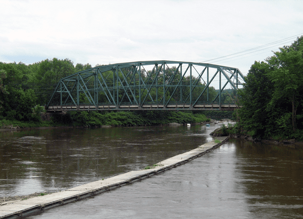 Green Bridge over River in Sheldon, Vermont