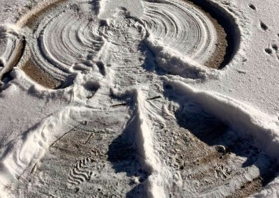 Top view of a snow angel