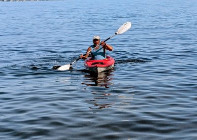 Leon Berthiaume kayaking on Lake Champlain